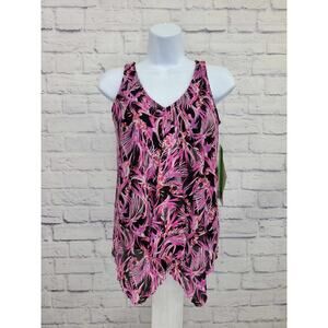 8R PINK A394007 Fit 4 U V-Neck Handkerchief Hem Top